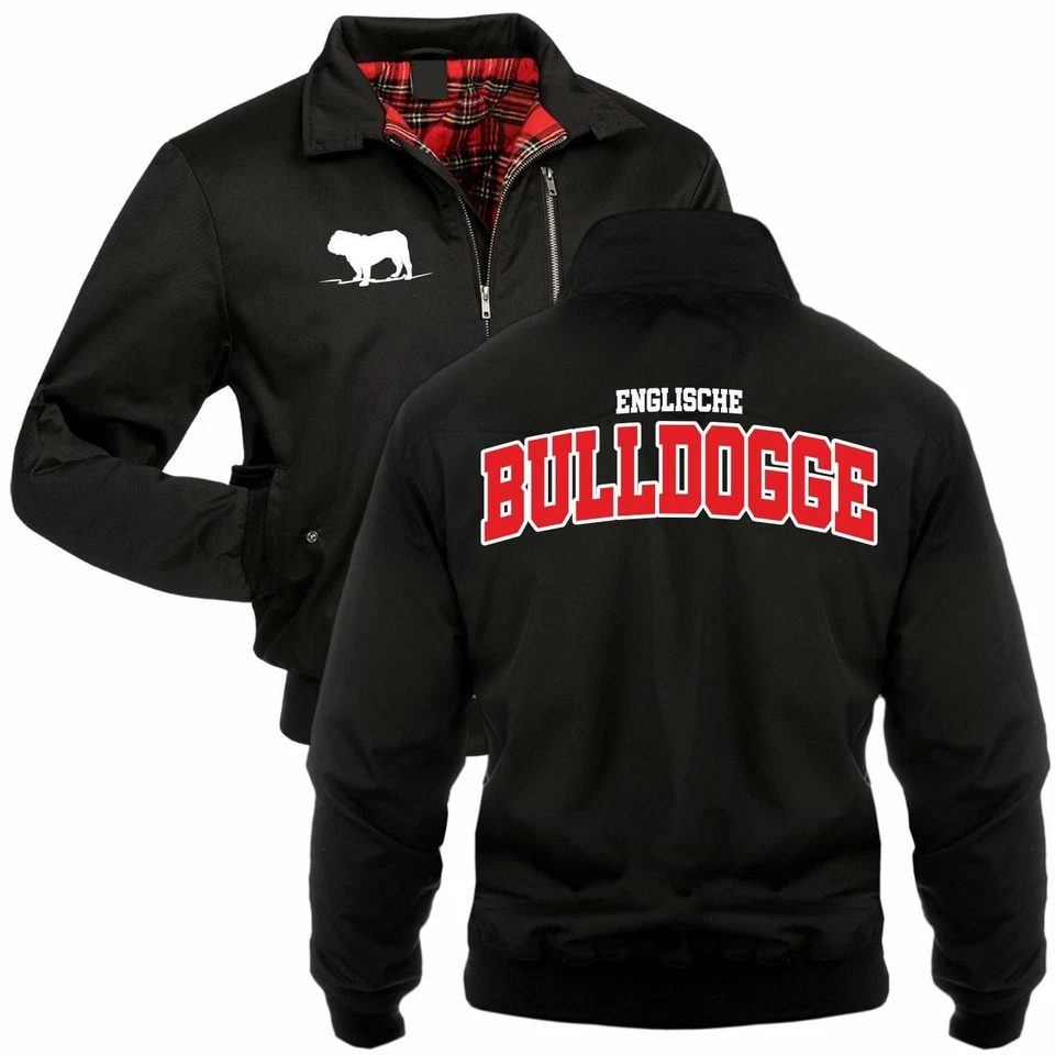 Herren Gefütterte Harrington Jacke Englische Bulldogge LOGO Hunde Rasse Dogs - Bild 1 von 1