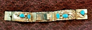 Watch Bracelet Clip Woman's Sterling Silver and Turquoise  - Picture 1 of 2