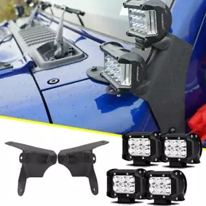 A-Pillar Dual Led Cube Light Mount + 4" Pods Lamp For JEEP Wrangler JL 2018-2023 - Foto 1 di 12