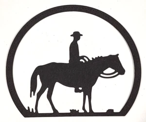 Cowboy On Horseback Horseshoe Rodeo Ranch Farm Metal Dies Standard Thin - Picture 1 of 2