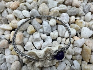 Kunsthandwerk Draht gewickelt Manschette mit lila Stein bunt klobig Armband Boho - Bild 1 von 16