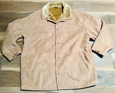 Men's vintage Weatherproof suede shearling lined coat, Size 4XLT, EUC, brown - Image 1 of 4