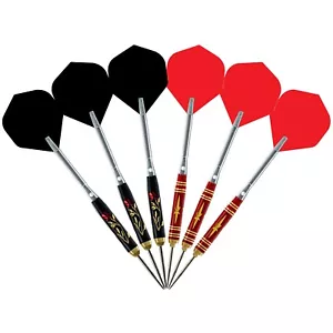 Steel Tip Darts Set 2 SETS / 6 PIECE VALUE PACK shafts + flights Novelty Design - Picture 1 of 24
