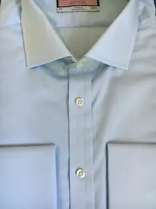 THOMAS PINK 16"/ 34.5" Two Fold Sky Blue Poplin Shirt - Double Cuffs - Reg Fit - Picture 1 of 3