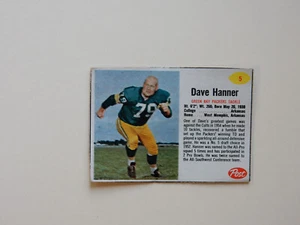 1962 Post Football Trading Card # 5 - Dave Hanner - Green Bay Packers- Tackle - Picture 1 of 2