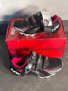 Northwave Vega SBS Black / Pink Cycling Shoe 2 Bolt for SPD Cleats US 6.5 EU 38 - Picture 1 of 5
