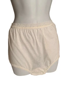 Vtg 2 - White Cotton Lace Trim Full Brief Panties Plus Sz 22/24 Made in USA NOS - Picture 1 of 11