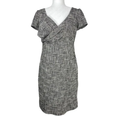 Vestido de diseñador Valentino rojo para mujer negro blanco cuello en V tweed de lujo IT 44/C36 Foto 1 de 4