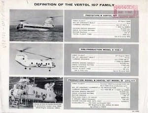 2 fotos promocionales helicóptero de aviones VERTOL 107 + aviación vintage de 1960 de mediados de estados - Imagen 1 de 2
