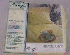 Pacific Yellow Flower Double Flat Sheet vintage new sealed Bedford Basket 60s