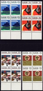 Australia National Developments 1973 conjunto de 4 bloques de 4 MNH, limpio y fresco - Imagen 1 de 1