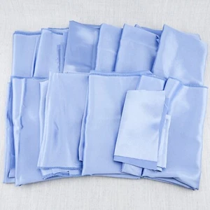 Lot of Fabric Remnants - Light Periwinkle Blue Satin/Charmeuse, 10 Pieces - Picture 1 of 10
