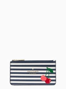 New Kate Spade Bing Large Slim Striped Cherry Card Holder K6145 $129 - Picture 1 of 3