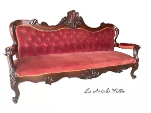 Antikes Louis Filippo Napoletano Sofa aus Mahagonifeder 19. Jahrhundert - Bild 1 von 17