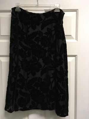 Colección Judith Hart Terciopelo Negro Floral Transparente Forrado Línea A Debajo de la Rodilla Nuevo con Etiquetas 10 Foto 1 de 4