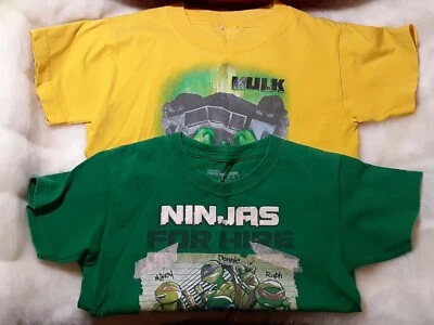 Toddler boys size 4 5 Hulk Ninja Turtles green yellow short sleeve t shirt lot - Image 1 of 4