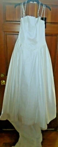 NEU MIT ETIKETT VINTAGE BONNY WEISS VERZIERT HALTER TOP PLISSEIERT HOCHZEITSKLEID KLEID GRÖSSE 10 - Bild 1 von 12