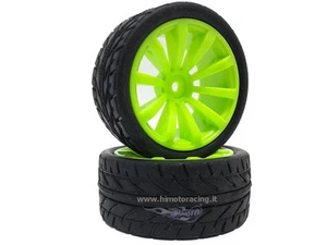 Paire De Roues Complet Avec Insert On Road Routier 1/10 Jantes Vertes HIMOTO - Photo 1 sur 1