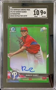 2018 Bowman Chrome Green Refractor Autograph 49/99 Ranger Suarez AUTO SGC 9/10 - Picture 1 of 1