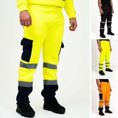 TURNHOUT Hi Viz Vis Jogging Bottoms Safety Work Sweat Pants Fleece Trousers Joggers S-5XL