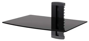 GLASS SHELF WALL MOUNT UNDER TV CABLE BOX COMPONENT DVR DVD BRACKET  - Picture 1 of 2