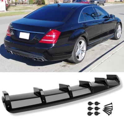 For Mercedes Benz S65 AMG Gloss Black Rear Bumper Diffuser Lip Splitter Shark Foto 1 de 4