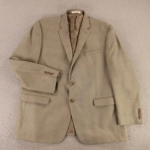 Prince of Wales Check Jacket XL Beige Glen Plaid Polyester Blazer Sport Coat 48R - Picture 1 of 17