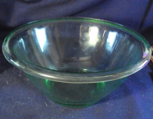 Uranium glass mixing bowl 7.5" green depression glass Hocking glass marked - Picture 1 of 6