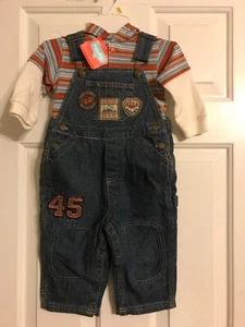 Kids play 2-pc overalls with striped t-shirt size 12 month - Picture 1 of 5