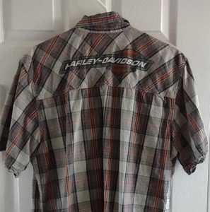 Harley-Davidson Men's Short Sleeve Plaid Button-Up Size Large - Picture 1 of 5
