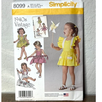 Simplicity Sewing Pattern 8099 A 1940s Vintage Girls Playsuit Dress Uncut 1/2-4 - Image 1 of 2