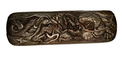 Antiguo cepillo de ropa japonés vintage plato de plata sobre cobre marcado “Japón” Foto 1 de 4