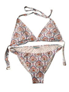 Letarte White Blue Orange Paisley Embellished Halter Bikini Size M MSRP $295 - Picture 1 of 5