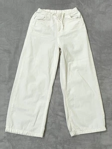 Zara Kids Hose Mädchen Größe 8 - Elfenbein weites Bein Kordelzug Gummibund Sommer - Bild 1 von 8