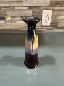 Bill Campbell Kunstkeramik kristalline Knospenvase blau grüne Glasur signiert 6,75 Zoll - Bild 1 von 4