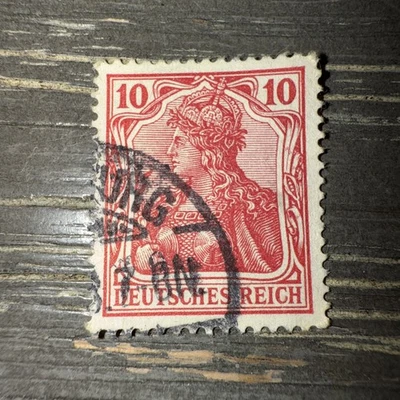 Estampilla rara del Reich alemán 1908 usada carmín oscuro (valor más alto) Foto 1 de 3