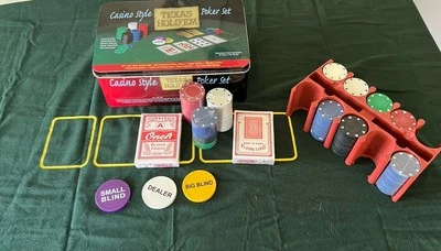 Texas Hold'em Poker Cards Chip Game Set GM-7320 Tin Container FREE SHIPPING - Image 1 of 4
