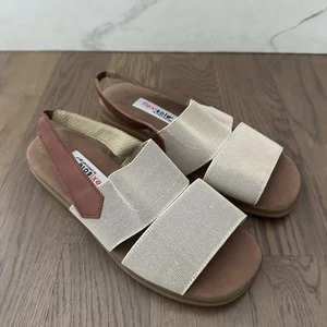 NWOT Vintage FlexiSole Stretch Platform Sandals in Beige and Brown Size 9 - Picture 1 of 9