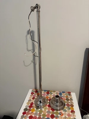 Antiguo colgante colgante de 32" de colección solo accesorio de placa de níquel pulido - sin sombra Foto 1 de 4