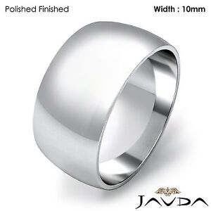 Women Wedding Dome Polish Band Solid Ring 10mm Platinum 950 12.3gm Size 4 - 4.75