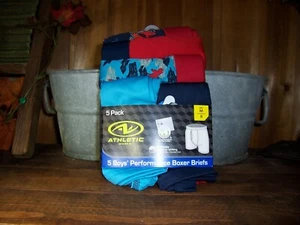 ATHLETIC WORKS BOYS PERFORMANCE BOXER BRIEFS DINOSAUR THEME 5 PK SIZE MED 8 NEW - Picture 1 of 1