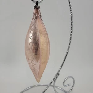Vintage Mercury Glass Tear Drop Ornament Champagne Striped 4.5" - Picture 1 of 7