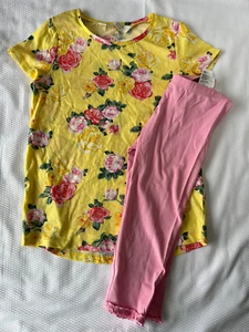 Girls 8/10 7/8 NWT H&M roses floral shirt pink outfit - Picture 1 of 3