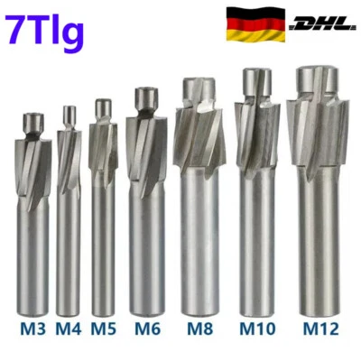 7 tlg Flachsenker Satz HSS Senker M3-M12 Kopfsenker Zapfensenker Kegelsenker - Bild 1 von 4