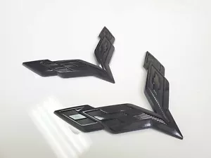 For 2014-2019 Corvette C7 Whole Glossy Black Front & Rear Set Cross Flags Emblem - Bild 1 von 5