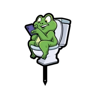 Frog on the Throne Garden Metal Art Stakes Lawn Ornaments Decorative Yard Sign - Picture 1 of 8