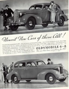 1936 coche publicitario estampado vintage automóvil Oldsmobile 6 Six 8 Eight todo para 37 - Imagen 1 de 2