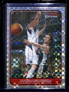 2006-07 Bowman Chrome Basketball XFractor #68 Manu Ginobili No 117 of 150