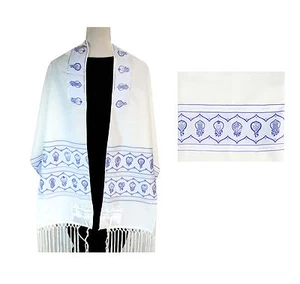 Talit Tallit Tallis Set  MADE IN ISRAEL Blue & Silver 12 Twelves Tribes 71x17.5" - Picture 1 of 7