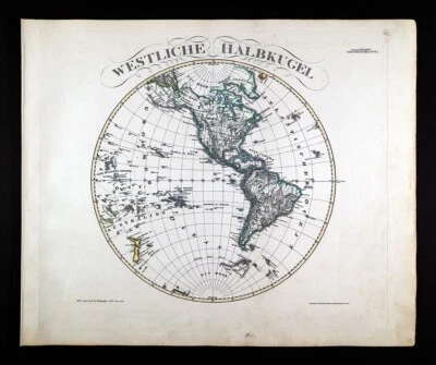 Mapa Stieler 1844 Hemisferio Occidental América del Norte y del Sur Estados Unidos Brasil Foto 1 de 4